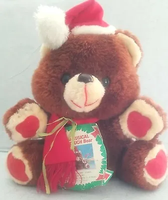 VINTAGE MUSICAL CHRISTMAS TEDDY BEAR STUFFED ANIMAL PLUSH Toy DanDee Lights 16  • $11.96