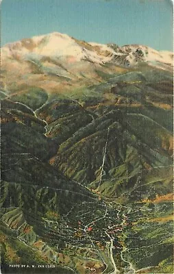 Manitou Springs Colorado Pikes Peak Aerial View CO Postcard • $5.99