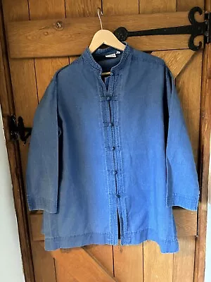 EAST Denim Button Thru Tunic Sz 16 Mandarin Collar  • £12.50