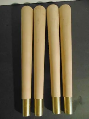 4 Tapered Legs Blonde Wood Mid Century Modern W/ Gold End Caps  • $17.99