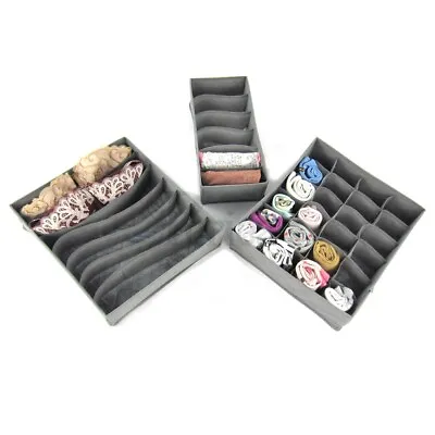 Periea 3pcs Drawer Organiser Insert Wardrobe Storage Box Divider Socks Bras Ties • £8.99