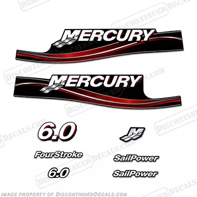 Fits Mercury 6.0hp Four Stroke Sail Power Decal Kit - Red • $54.95