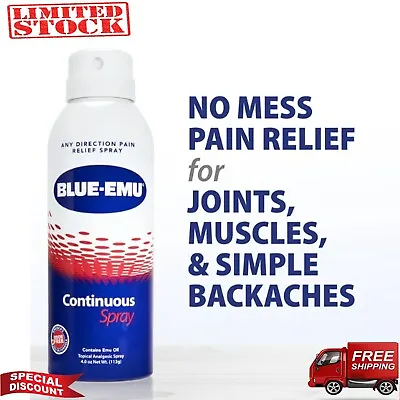 $13.99 • Buy Blue-Emu Continuous Pain Relief Spray, OTC Back, Muscle & Joint Pain Relief, 4oz