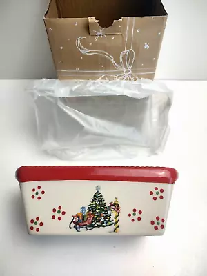 Temptations By Tara  Holiday 12 Oz Mini Loaf Pan Ovenware With Plastic Lid • $10