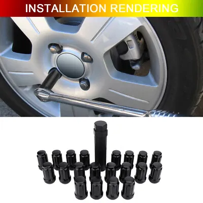 20 Black 6 Spline Tuner 1/2 -20mm Lug Nuts W/Key For Jeep Wrangler Ford Mustang • $18.99