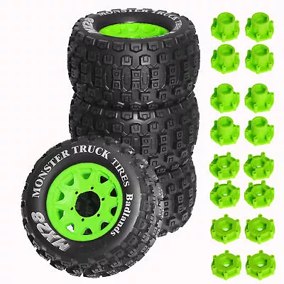 Bigfoot Tires 12mm/14mm Hub For 1/10 MX28 RC Badlands Monster Truck Green • $81.99