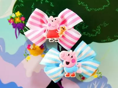 Peppa Pig Inspired Handmade Hair Clips Doll House Figure Soft Toy Plush Play Set • $4.99