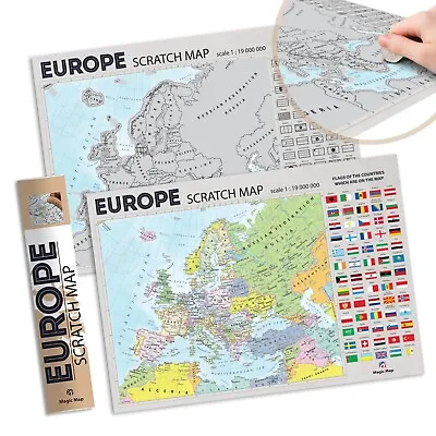 Scratch Map Europe Off - English Poster Travel Vacation Holiday Christmas Gift • £12.99