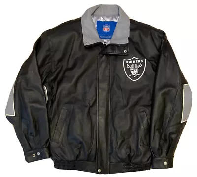 Vintage Oakland Raiders Jeff Hamilton Leather Jacket Mens Large Smoker • $149.99