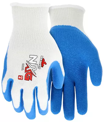 Memphis 9680 Flex-Tuff Cotton/Poly W/Blue Textured Latex Size Large (12 Pair) • $38.70