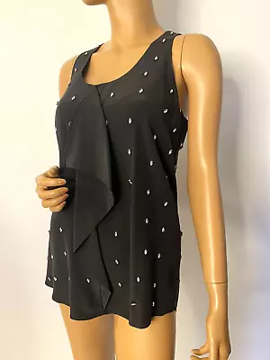 Madison Marcus M Top Black Studded 100% Silk Sleeveless • $29.99