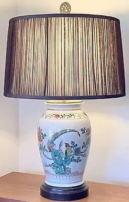 Rare VTG Hong Kong Meiping Whimsical Porcelain Brass Butterfly Lamp  26” Tall • $285