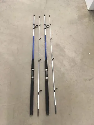 2 Shakespeare Tiger Spinning Rods 7’ Fresh/Saltwater Catfish Med BLUE (v)F • $39