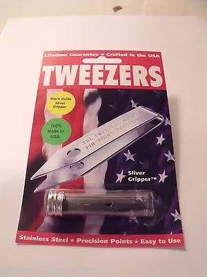 Uncle Bill's Sliver Gripper TWEEZER In Tube - Black Oxide - EDC/Survival Tool • $9.95