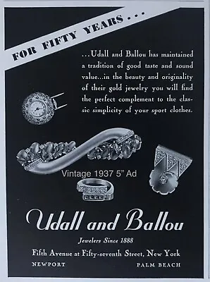 1937 VTG AD Udall & Ballou 5” PROMO “For 50 Years…” Jewelry Store NYC • $9.95