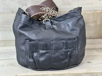 Tylie Malibu Bag Classic Utility BLACK Leather Pyramid Stud Accents • $69.95