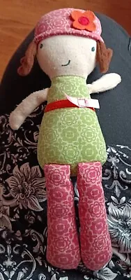 Mamas And Papas Green Doll Comforter Pink Rattle Soft Toy Doudou Sensory Plush • £5.99