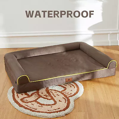 Hygge Hush XL Brown Dog Bed Orthopedic Foam Soft Pet Bolster Mattress42x30x8inch • $43.99