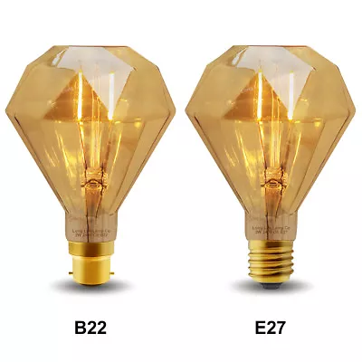 Vintage LED 2W Edison Style G95 DIAMOND Shape Filament Light Bulb B22 Or E27 • £8.99