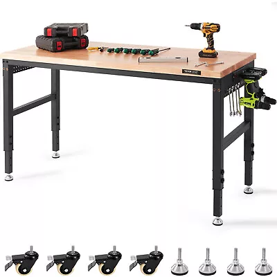 VEVOR Adjustable Height Workbench 60 L X 22 W Work Bench Table W/ Power Outlets • $184.99