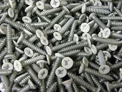 100 Pcs - #8 X 1  Phillips Flat Head Sheet Metal Screws Zinc Painted White Head • $12.99