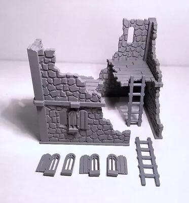 2 Ruined Buildings Compatible With Warhammer/Mordheim/D&D Scenery Etc. 28-32mm • £16.99