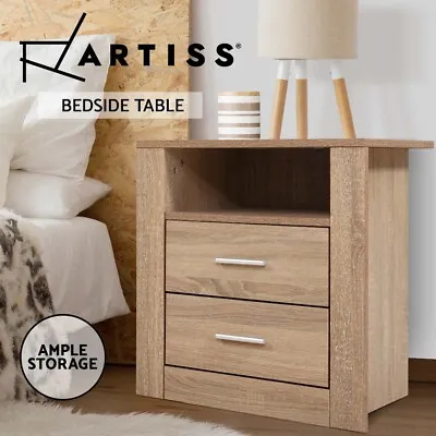 Artiss Bedside Table Drawers Side End Table Shelf Storage Nightstand Oak TARA • $69.95