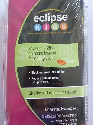 Nip Eclipse Kids Kendall Blackout Bright Pink Window Panel Blocks Light 84  L • $19.95