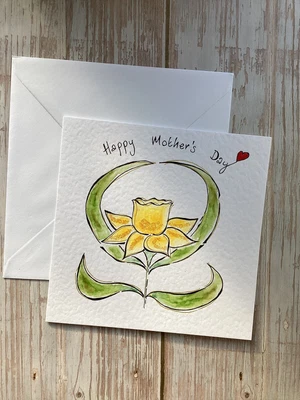 £3.50 • Buy Hand Painted Mothers Day Card, Handmade Mother’s Day Card, Watercolour Card