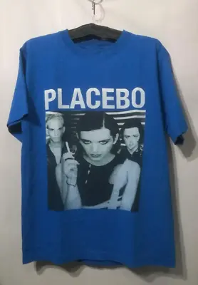 Vtg Placebo Band In Concert Heavy Cotton Blue Full Size Unisex Shirt J777 • $18.09