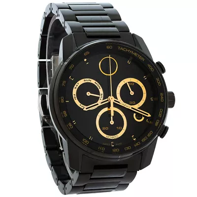 Movado Bold Verso Mens Black ION Chronograph Quartz Watch 3600906 • $597