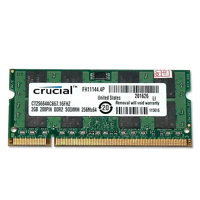 £4.99 • Buy 2GB DDR2 (1 X 2GB) RAM Laptop Memory SODIMM 800 MHz 200 Pin Non-ECC
