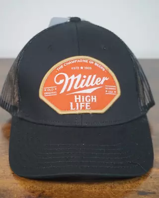 MILLER HIGH LIFE BEER Black Mesh Cap Hat Trucker Dad Snapback Patch • $24.99