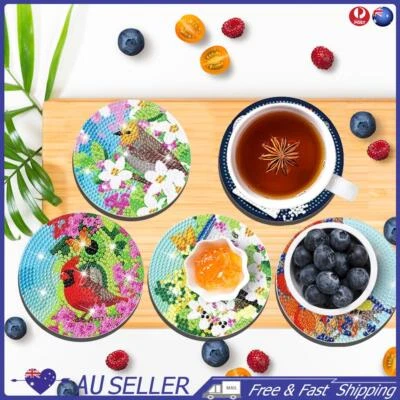$18.19 • Buy 8PCS Diamond Painting Art Coaster Kit Full Drill Coaster (Acrylic Flower Bird)
