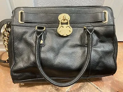 $30 • Buy EMMA FOX Cambridge Black Leather Front Lock Satchel Bag Purse 