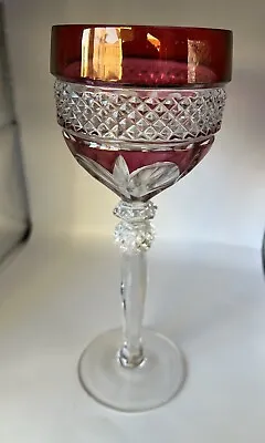 Vintage Bohemian Ruby Red  Cranberry Crystal Wine Goblet Wine Glass Gorgeous!! • $67.50