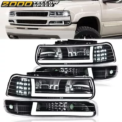 For 99-02 Chevy Silverado 1500 2500 HD 3500 LED DRL Headlight+Bumper Signal Lamp • $89.80