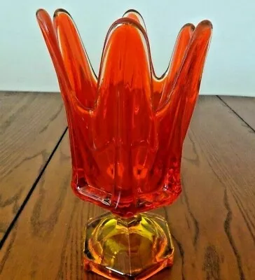 *viking Persimmon Column Ribbed Footed Vase Mid Century Modern 1973 3a-f • $25