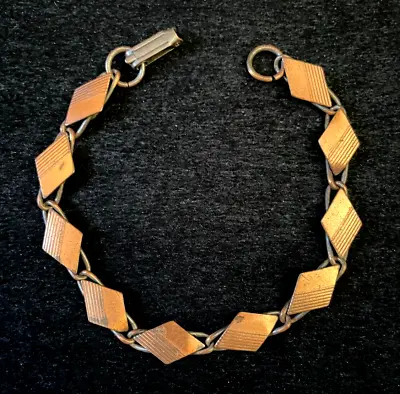 VTG Copper Bracelet Geometric Coiled Scroll Link 7.5  Modernist FREE SHIP JCS • $17.99