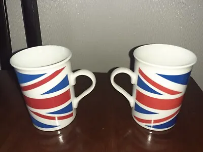 £5 • Buy X2 Union Jack Coffee Mugs  UK Great British Flag Tea Hot Drinks Mugs 