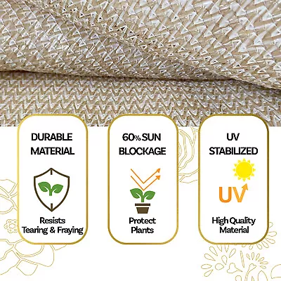 60% Sun Block Garden Net & Plant Shade Mesh Cover Greenhouse Beige • $22.49