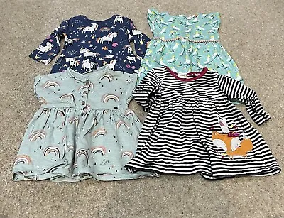 3-6 Months Baby Dress Bundle Set Of 4 Unicorn Parrot Rainbow Fox Print • £8