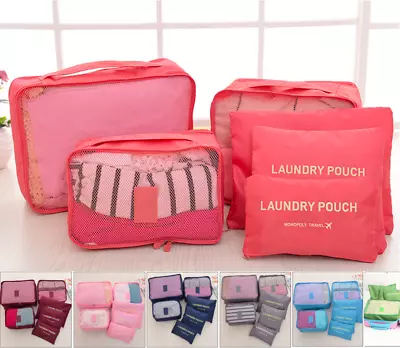 $9.99 • Buy Mixed Colour 6PCS Travel Luggage Suitcase Organiser Packing Cubes Bag Pouches