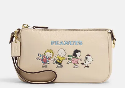 NWT Coach  X Peanuts Nolita 19 Snoopy And Friend Ivory Multi Leather Wristlet • $107.99