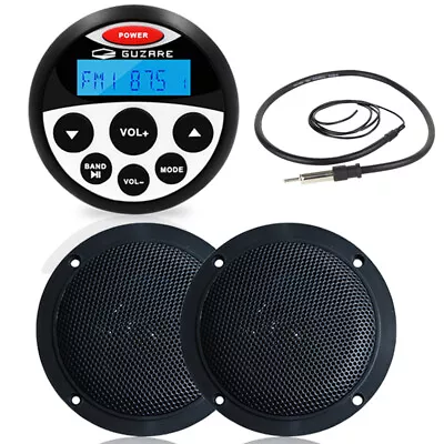 Marine Audio Package W/ Waterproof Bluetooth Stereo Receiver And Boat Speakers • $92.99