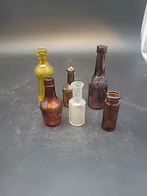 Lot Of 6 Mini Bottles: Gold Amber Clear - Benedictine Bell-Anse Etc. Vintage • $14.99