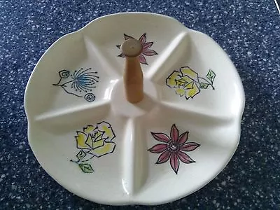 Vintage Fred Roberts Fiesta Wooden Handle Relish Dish • $12.95