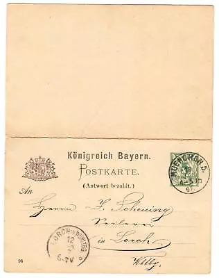 Bavaria Whole Thing Postcard MiNr. P46 /02 F/A [96] Munich 5 No. Lorch Württemberg • £0.86