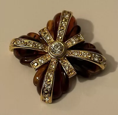 Beautiful Joan Rivers Interchangeable Maltese Cross Rhinestone Gold Tone Brooch • $34.99