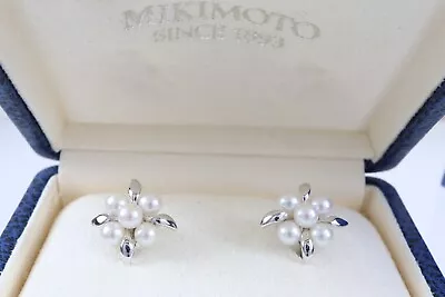 Mikimoto Akoya Pearl Earrings (3.8mm) Sterling Silver Screw Back W/Box • $180